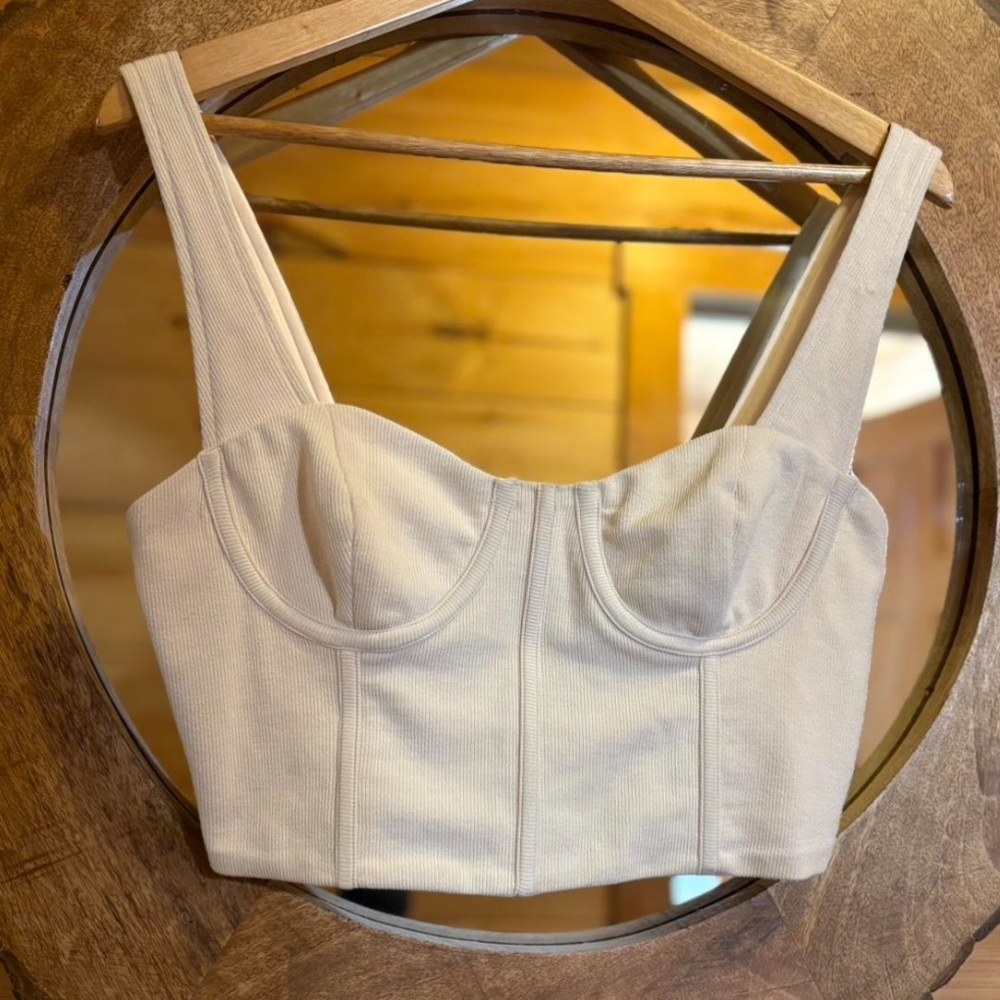 ANIMARI Cream Corset Crop Top Size Large
